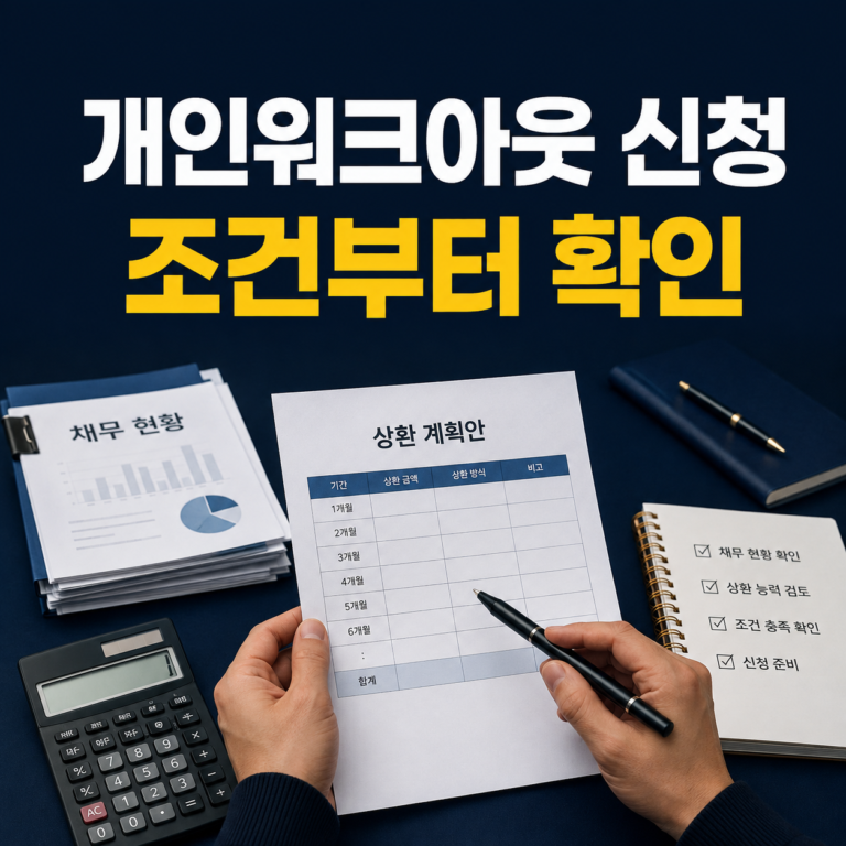 개인워크아웃 신청 조건과 상환계획을 확인하는 사람