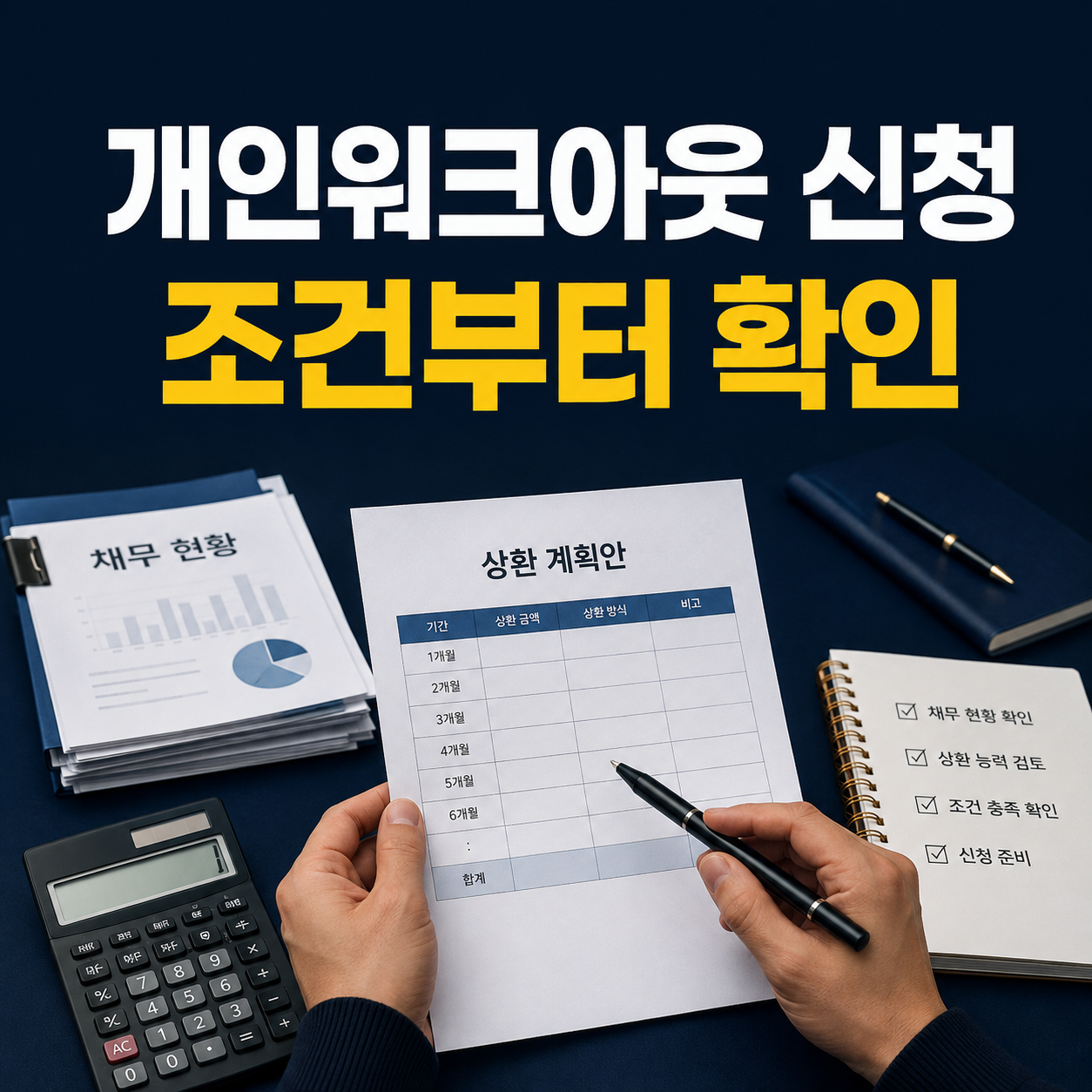 개인워크아웃 신청 조건과 상환계획을 확인하는 사람
